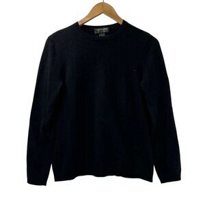 Country Shop Women's Small 100% Cashmere Black Sweater Crew Neck